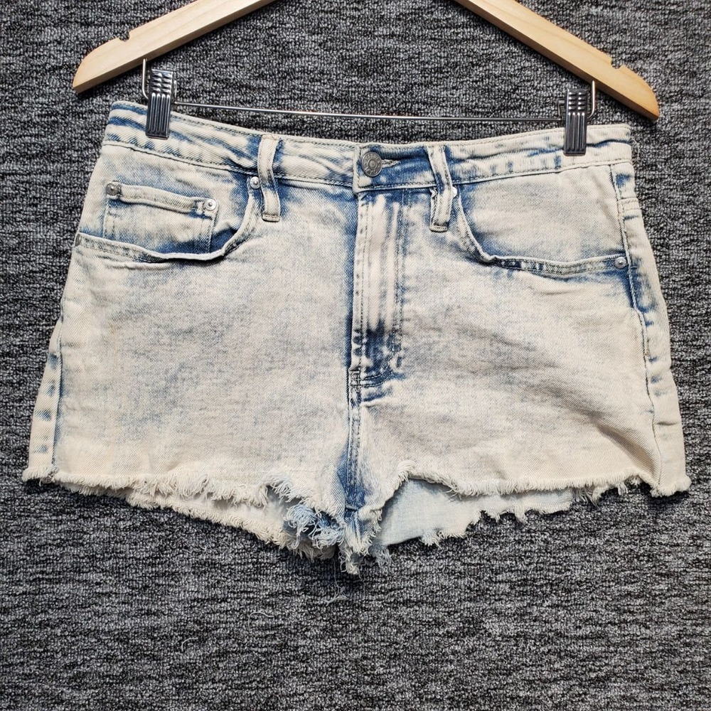 Madden NYC Denim Shorts Womens 7 Light Acid Wash Distressed High Rise Jean Fray